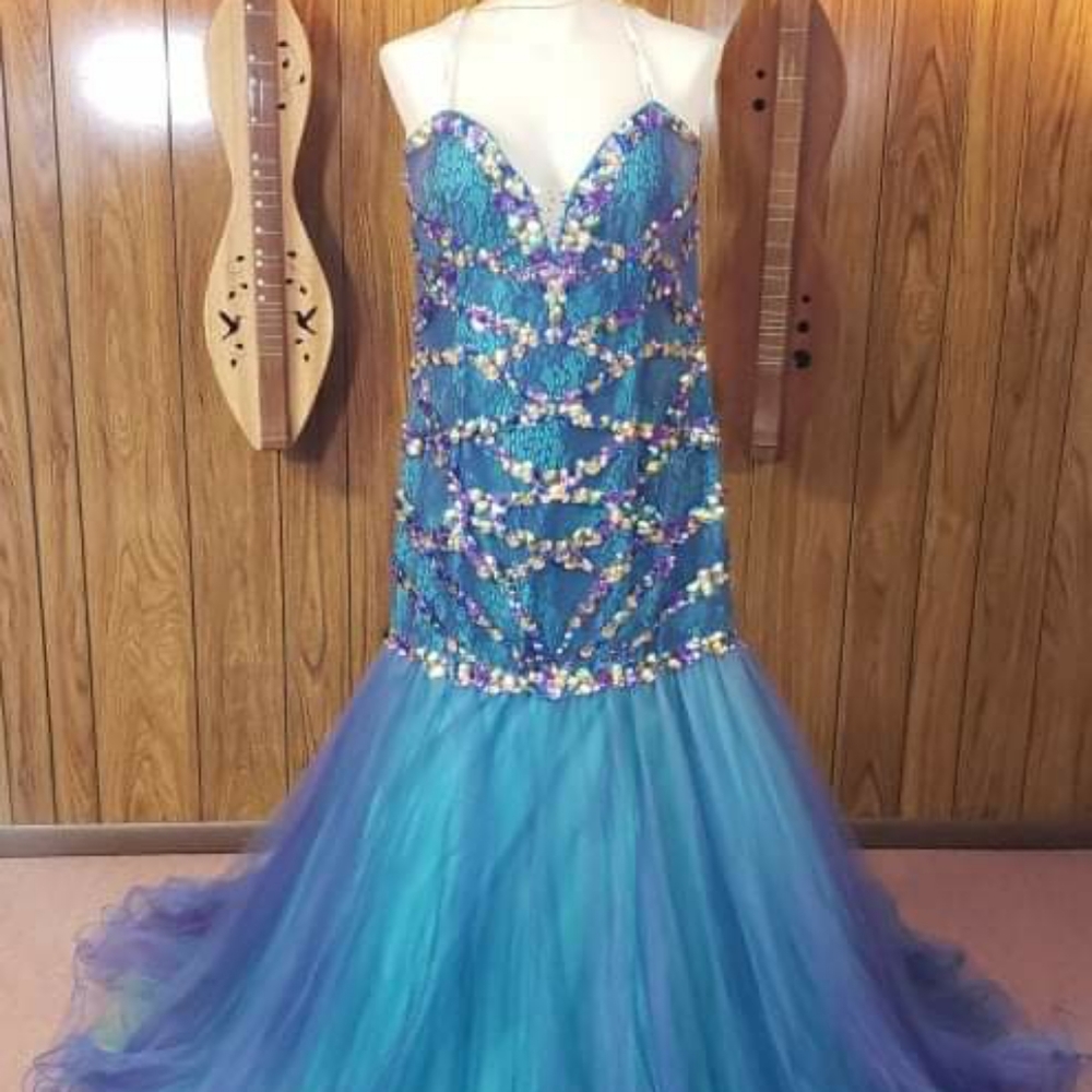 Party Time - Long Dress - Color Peacock - Size 16W - 6590 - Original Price $518
